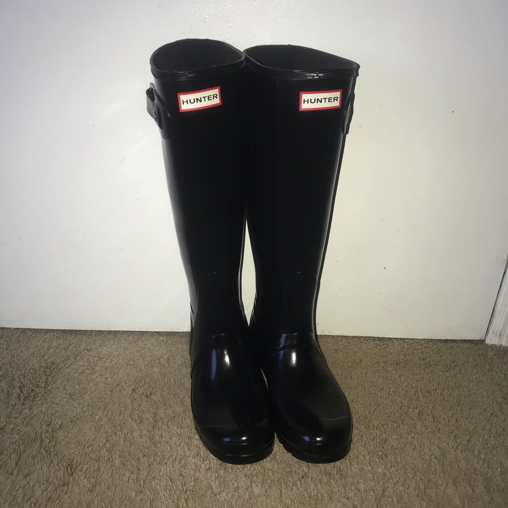Glossy black Hunter boots